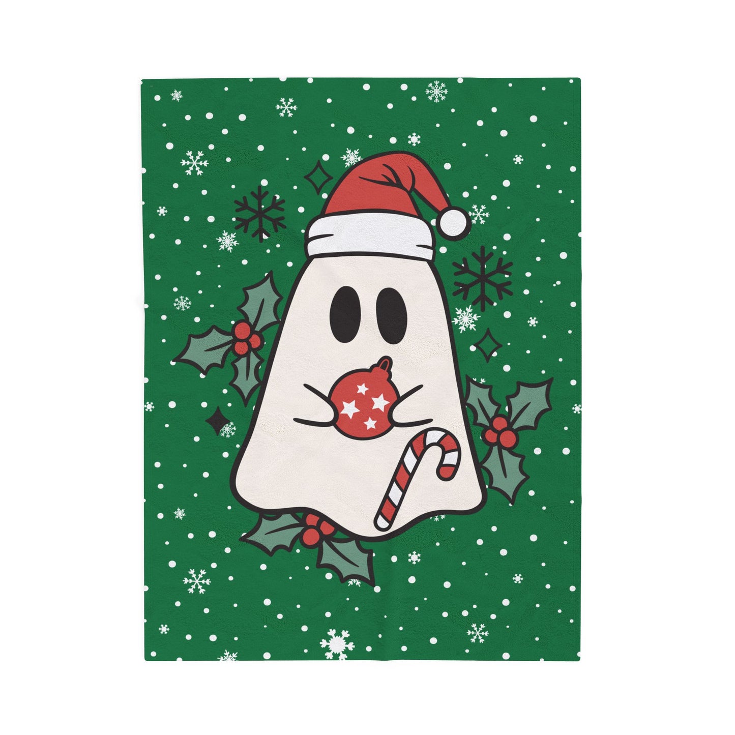 Big Festive Spirits Dark Green Velveteen Plush Blanket