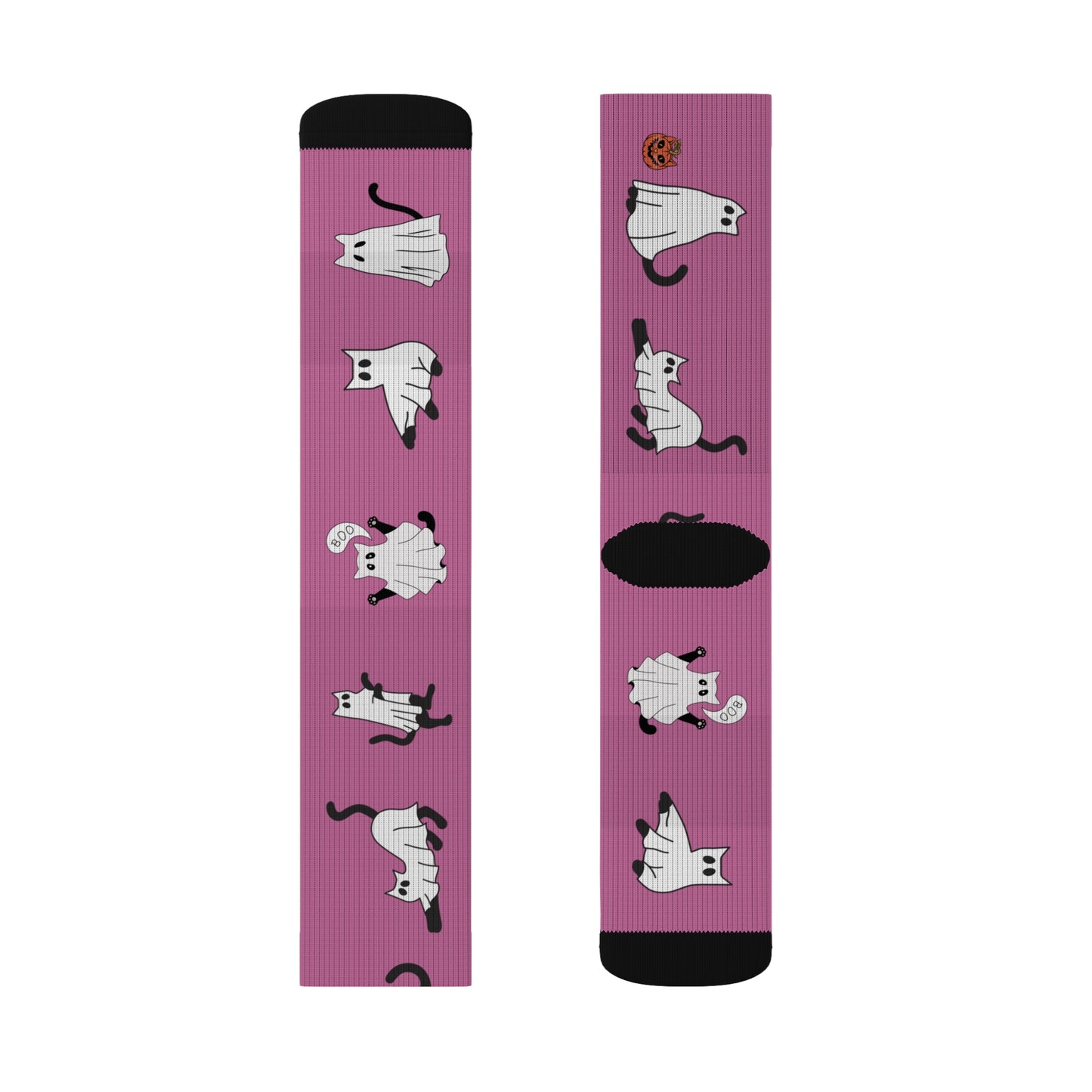 Windsor Wonders Light Pink Halloween Ghost Cats Sublimation Socks