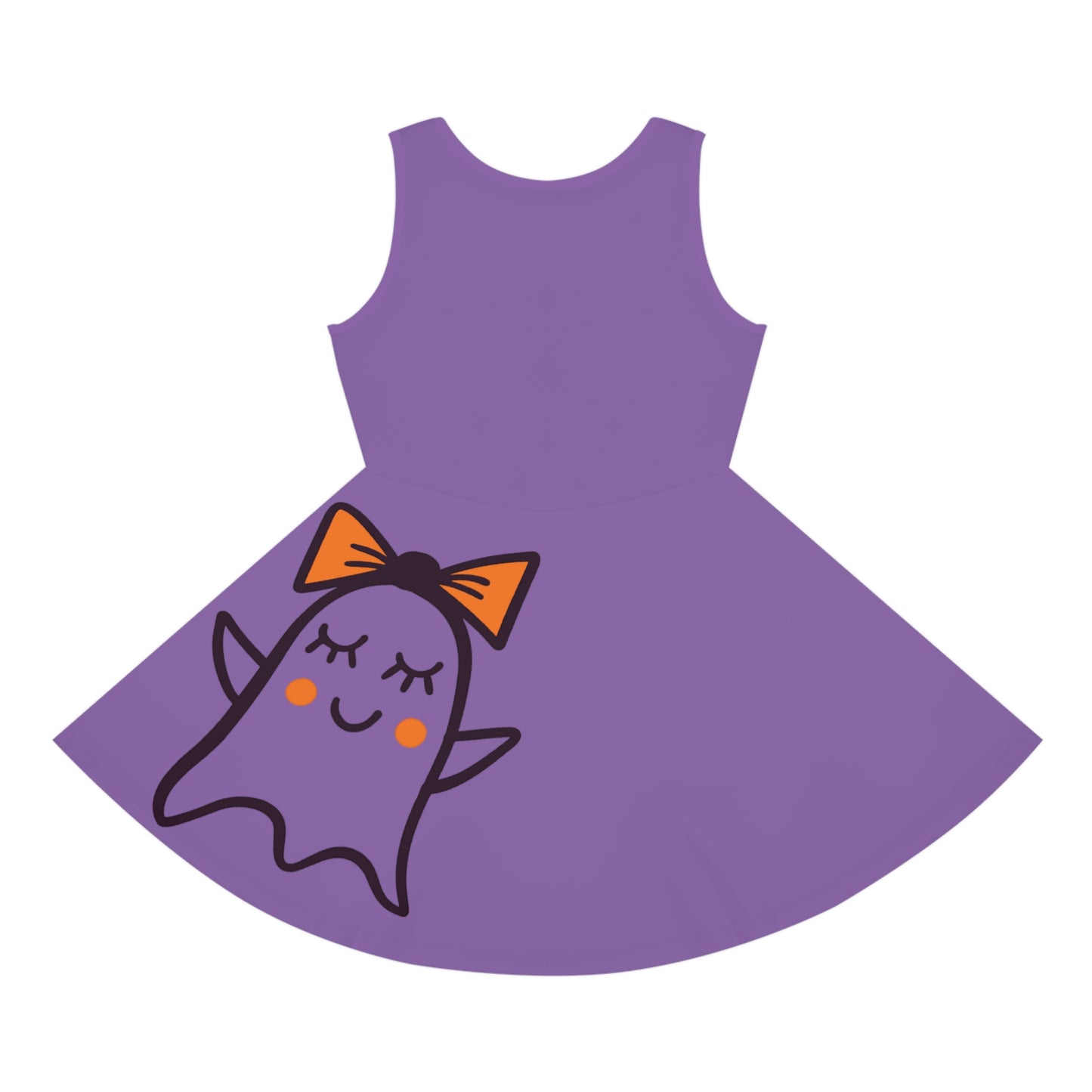 Light Purple Too Ghoul For School Cute Ghost Girls' Sleeveless Sundress (AOP)