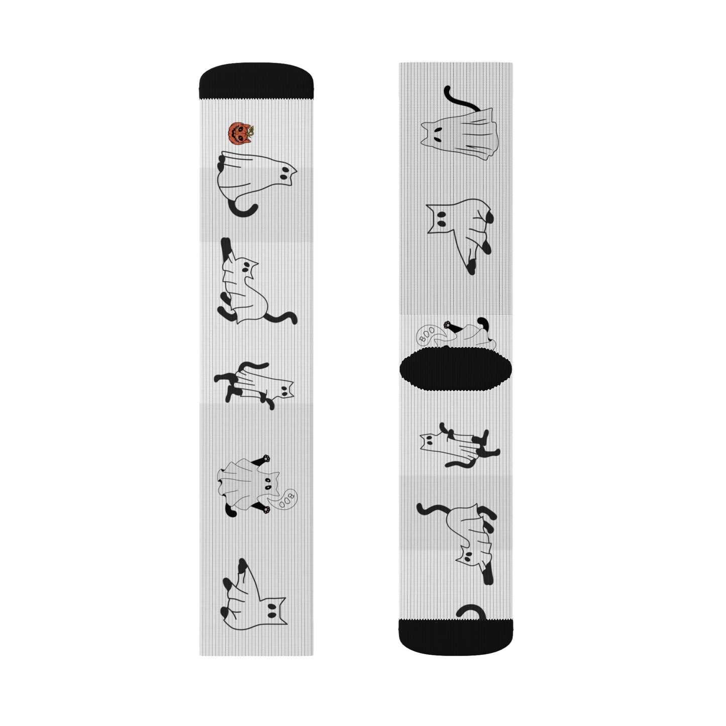 Windsor Wonders White Halloween Ghost Cats Sublimation Socks