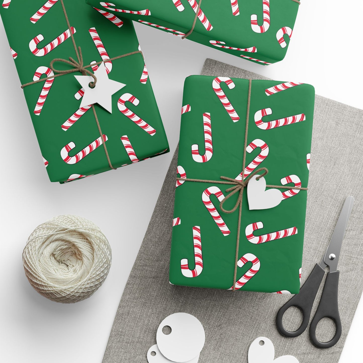 Dark Green Candy Cane Wrapping Papers