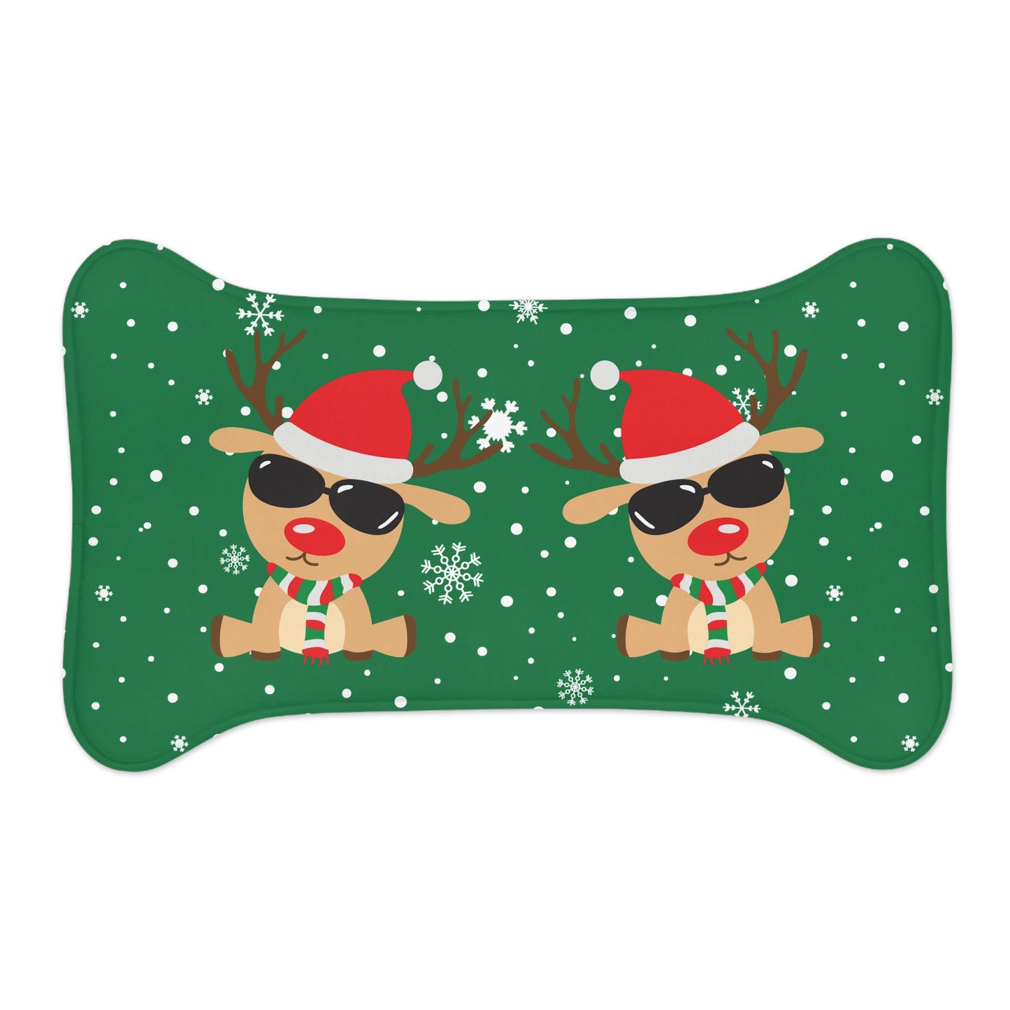 Cool Reindeer Dark Green Pet Feeding Mats