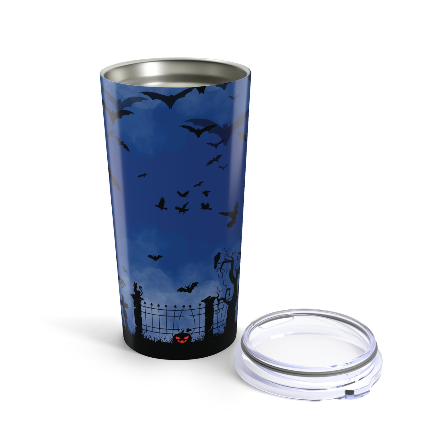 Dark Blue Graveyard Halloween Tumbler 20oz