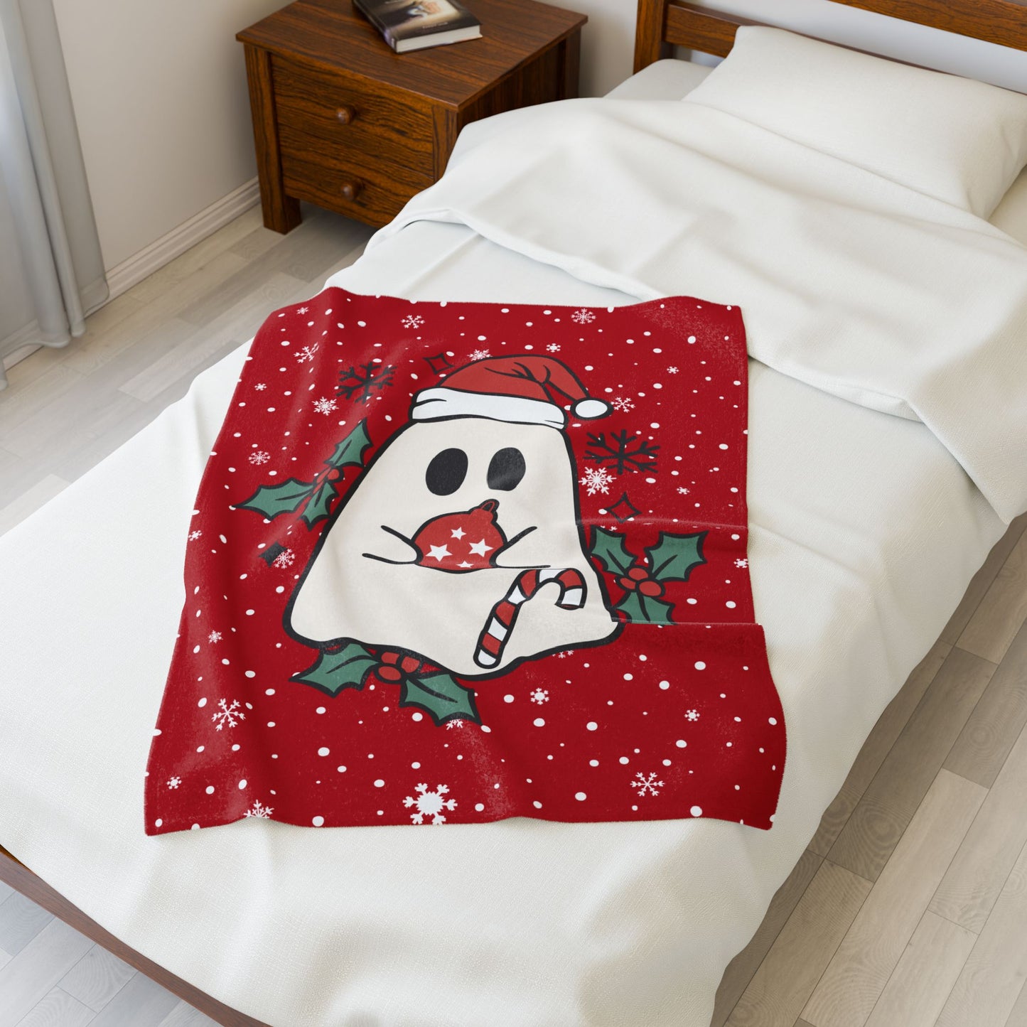 Big Festive Spirits Dark Red Velveteen Plush Blanket