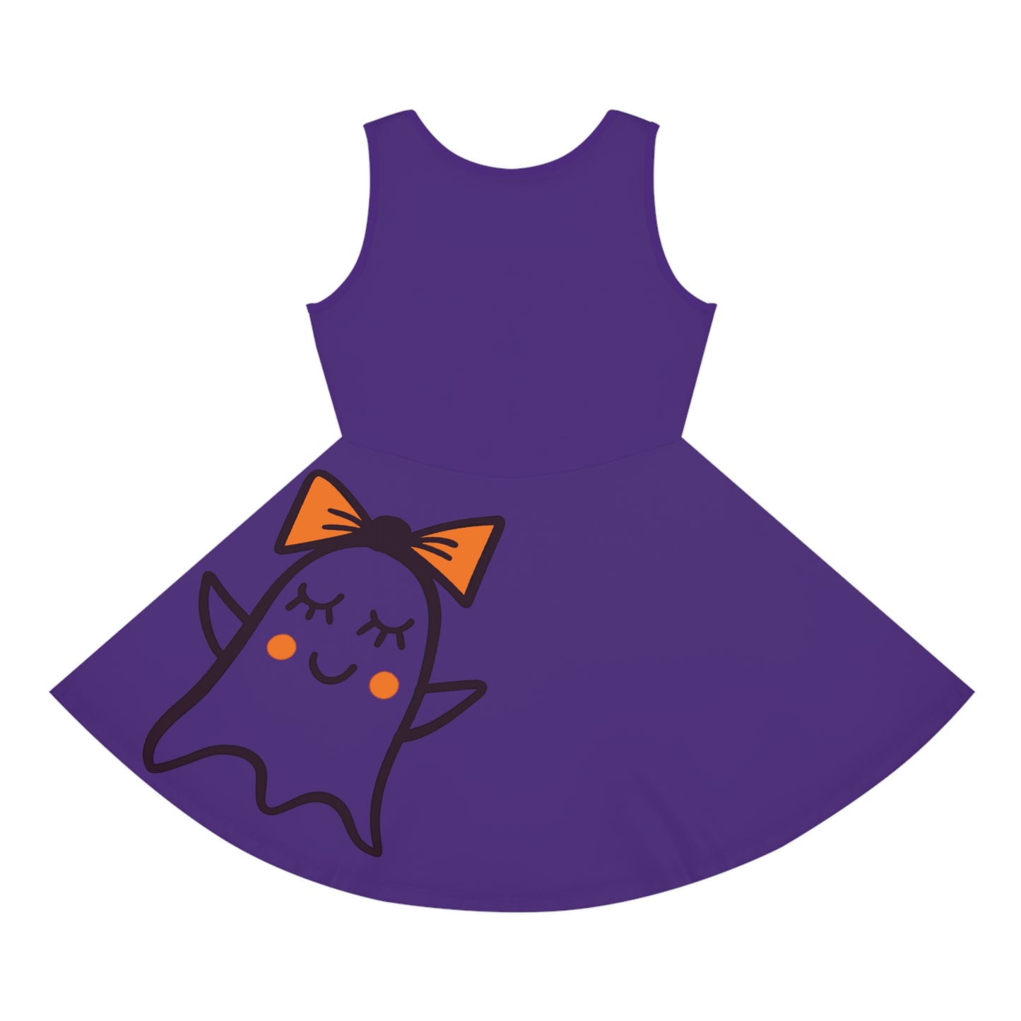 Purple Too Ghoul For School Cute Ghost Girls' Sleeveless Sundress (AOP)