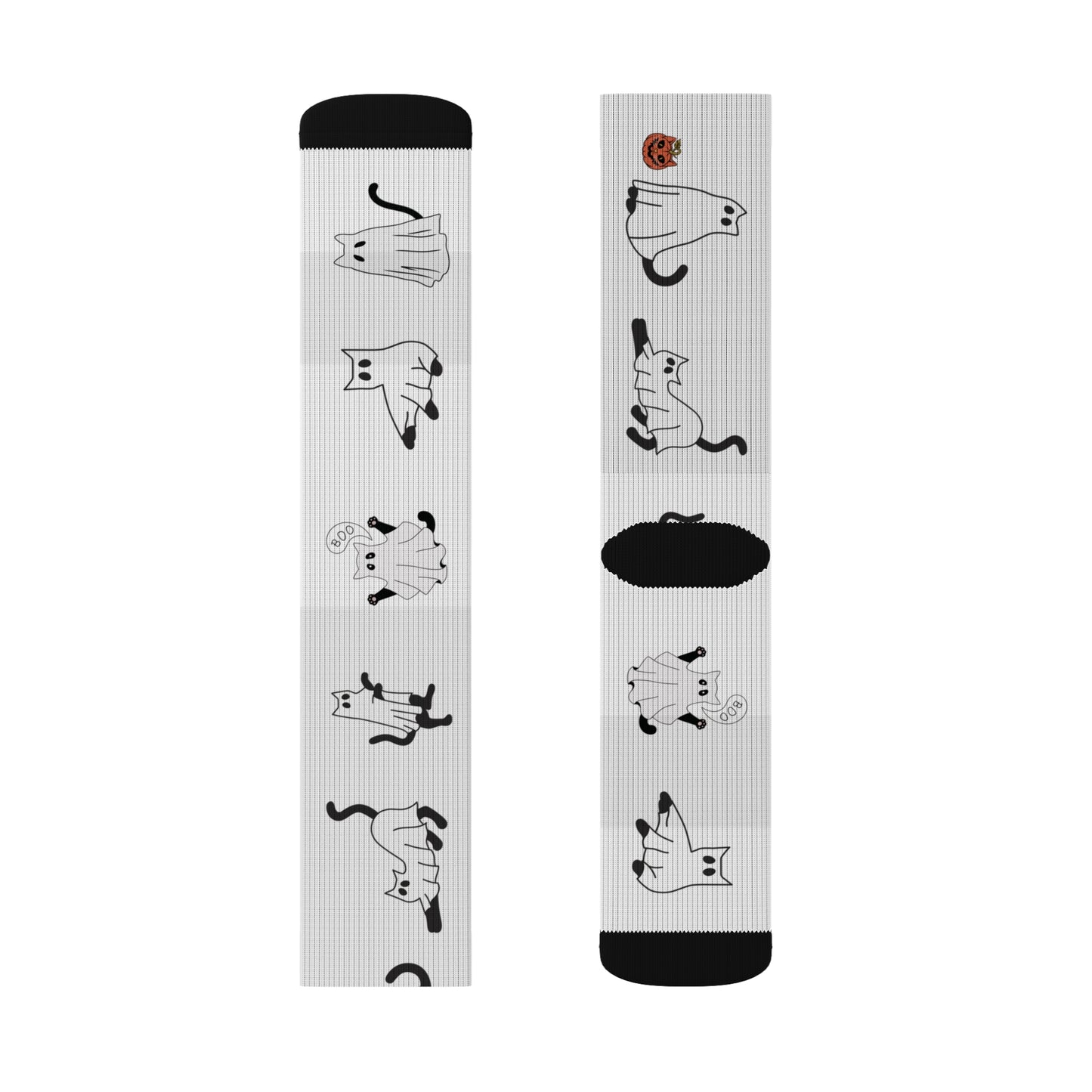 Windsor Wonders White Halloween Ghost Cats Sublimation Socks