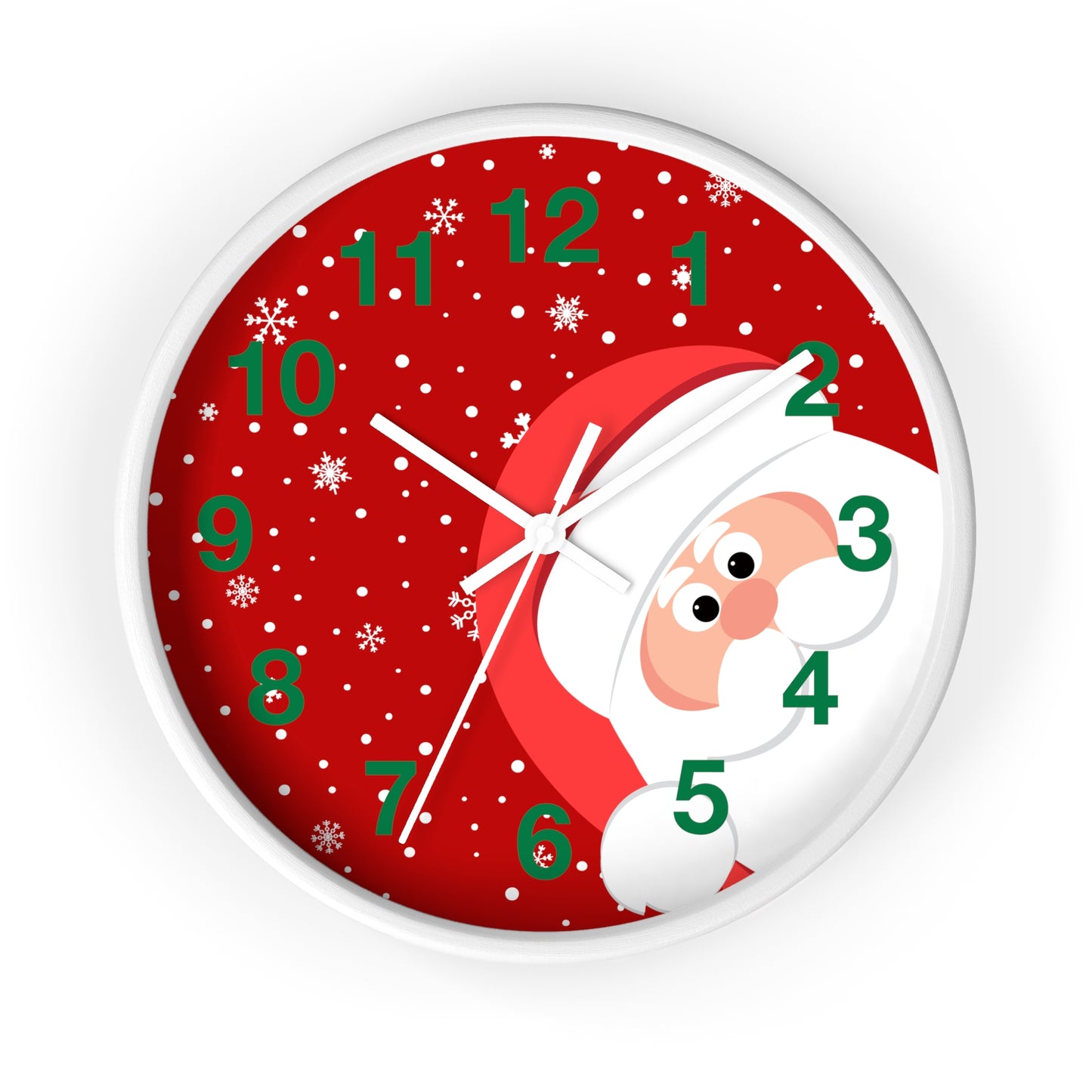 Santa's Watching Dark Red Wall Clock