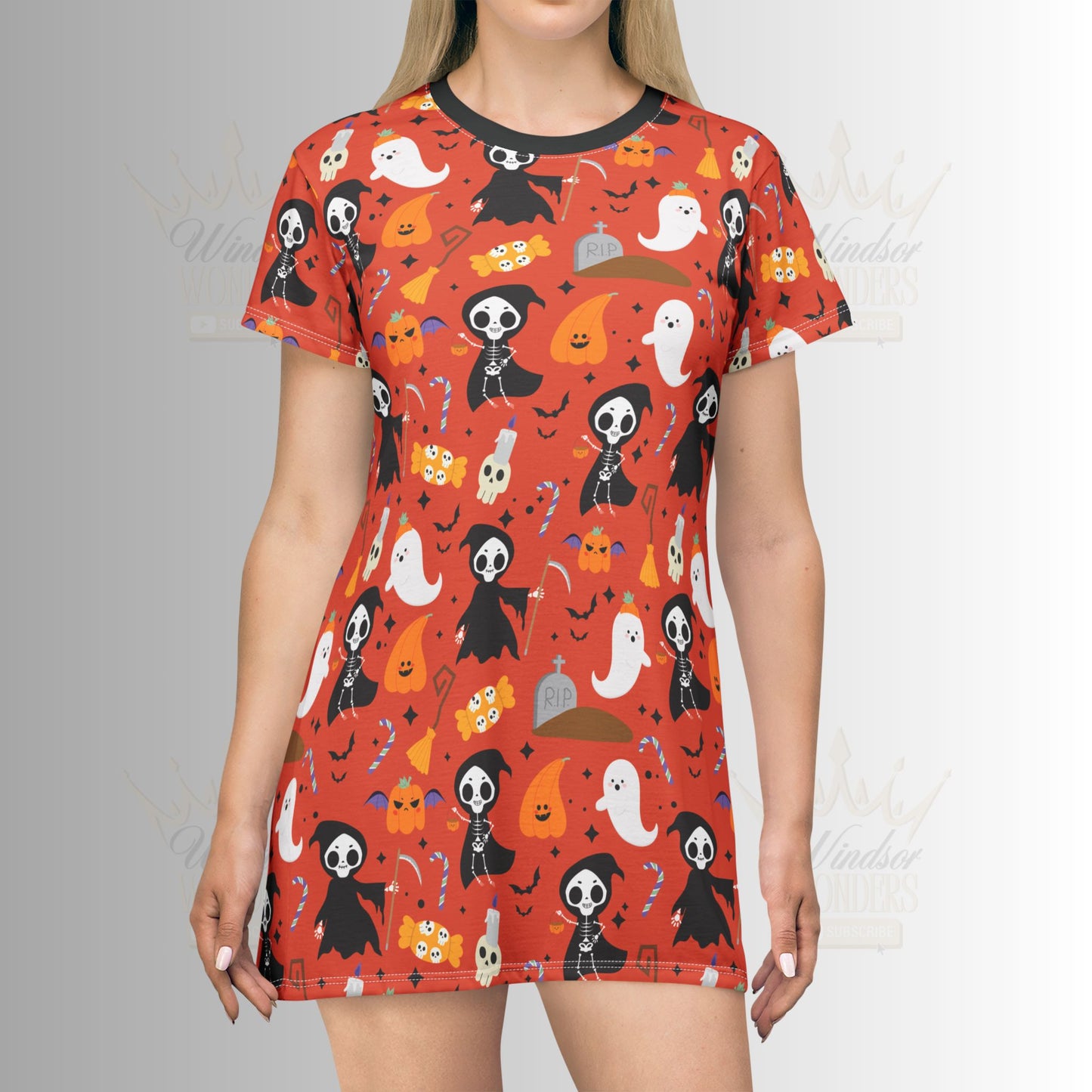 Halloween Reapers T-Shirt Dress, Spooky Cute Ghosts and Pandas, Casual Fall Fashion, Trick or Treat Dress, Costume Party Outfit, Kids [...]