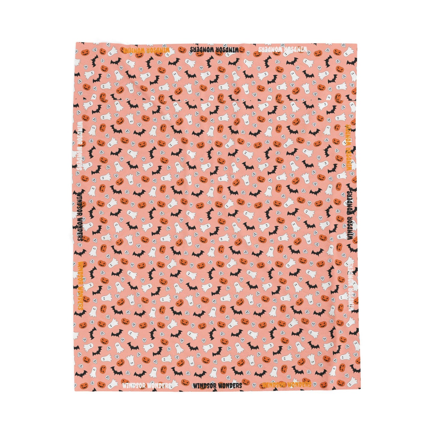 Windsor Wonders Orange Halloween Velveteen Plush Blanket