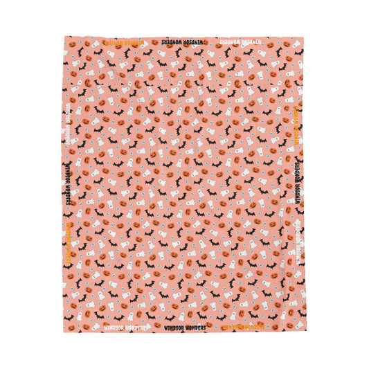 Windsor Wonders Orange Halloween Velveteen Plush Blanket