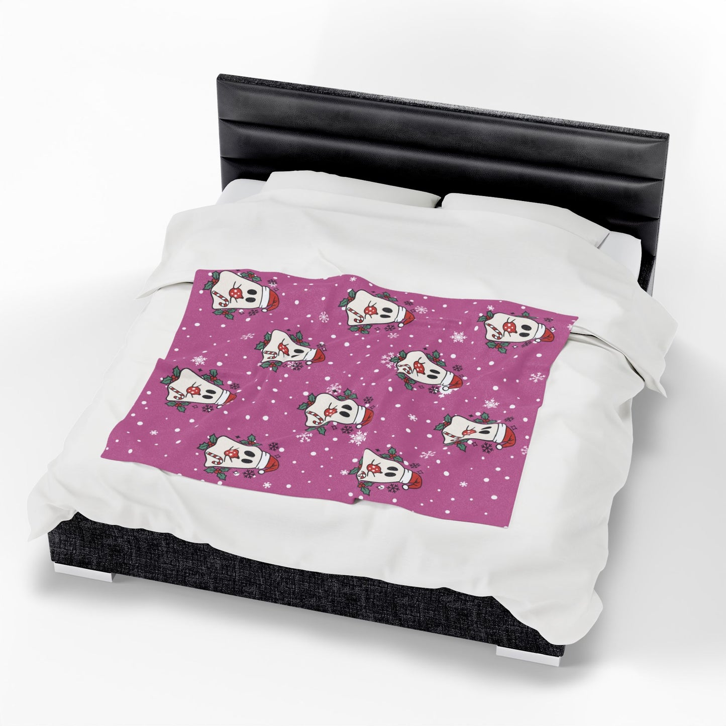 Festive Spirits Light Pink Velveteen Plush Blanket