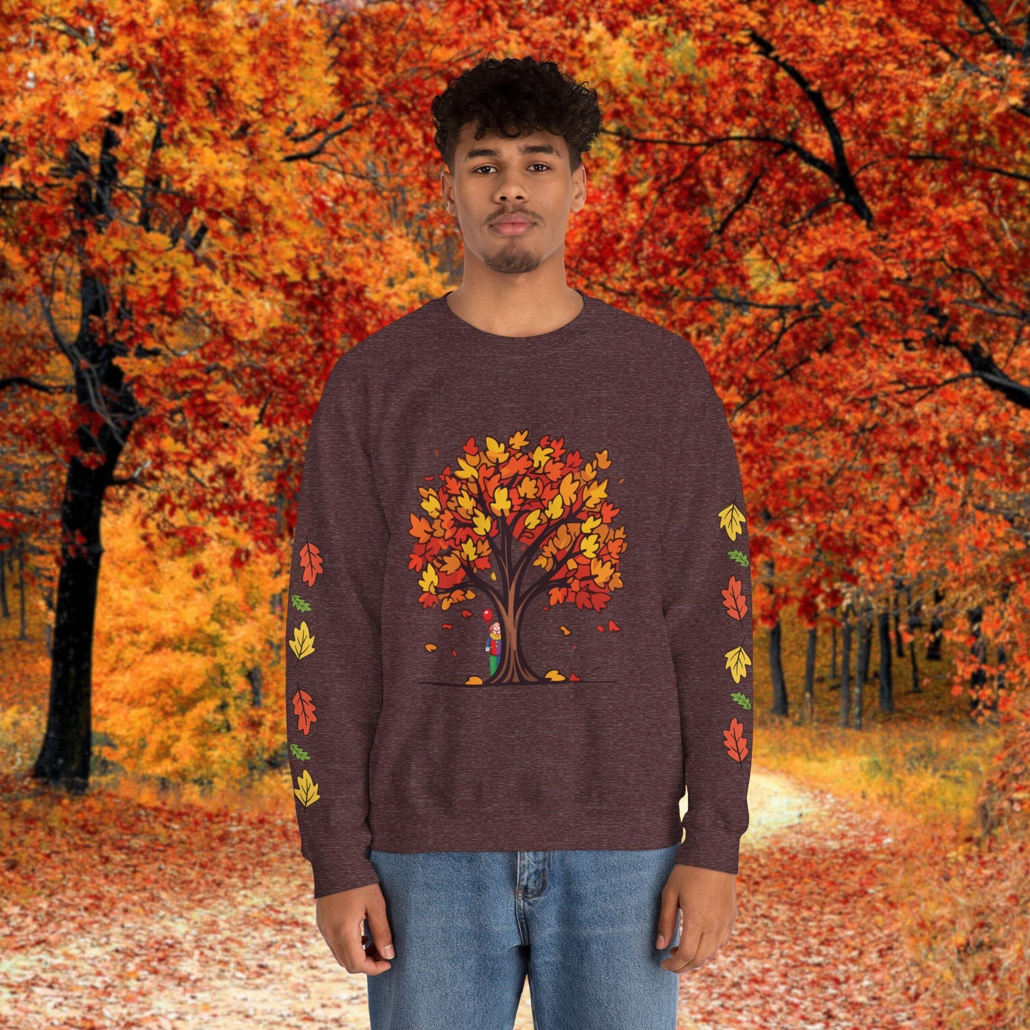 Autumnal Leaves Sweatshirt - Cozy Fall Crewneck for Nature Lovers, Perfect Gift for Thanksgiving, Casual Wear, and Seasonal Celebrations