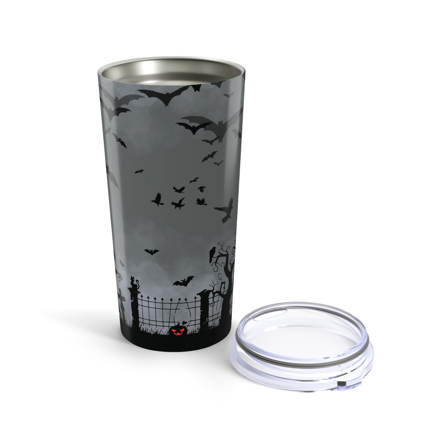 Dark Grey Graveyard Halloween Tumbler 20oz