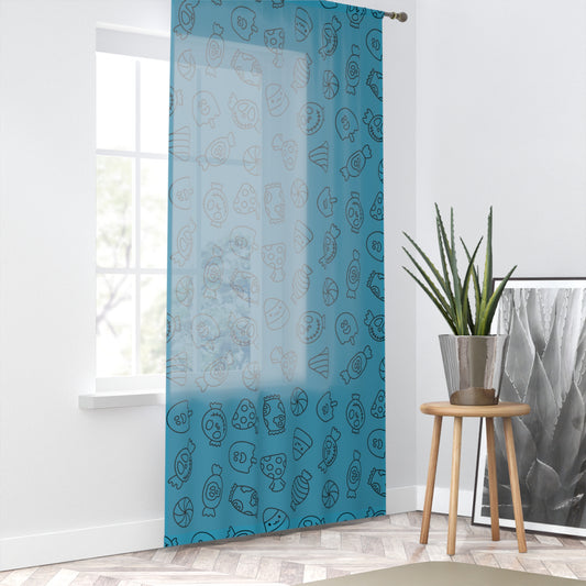Windsor Wonders Turquoise Halloween Candy Window Curtain