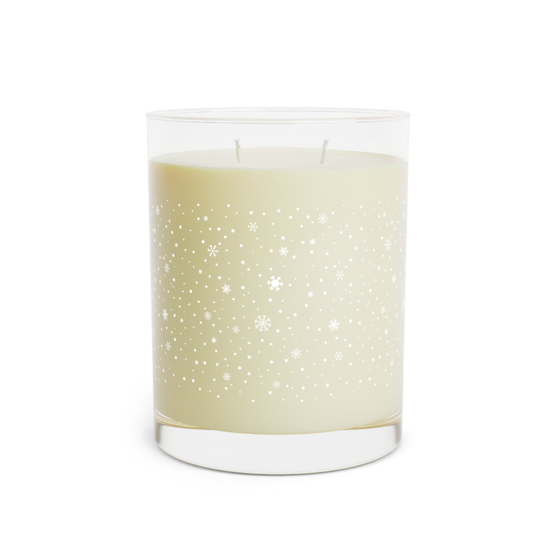 snow sticker on scented candle