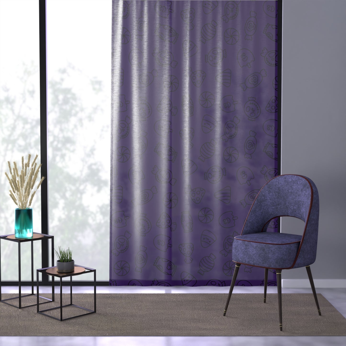 Windsor Wonders Purple Halloween Candy Window Curtain