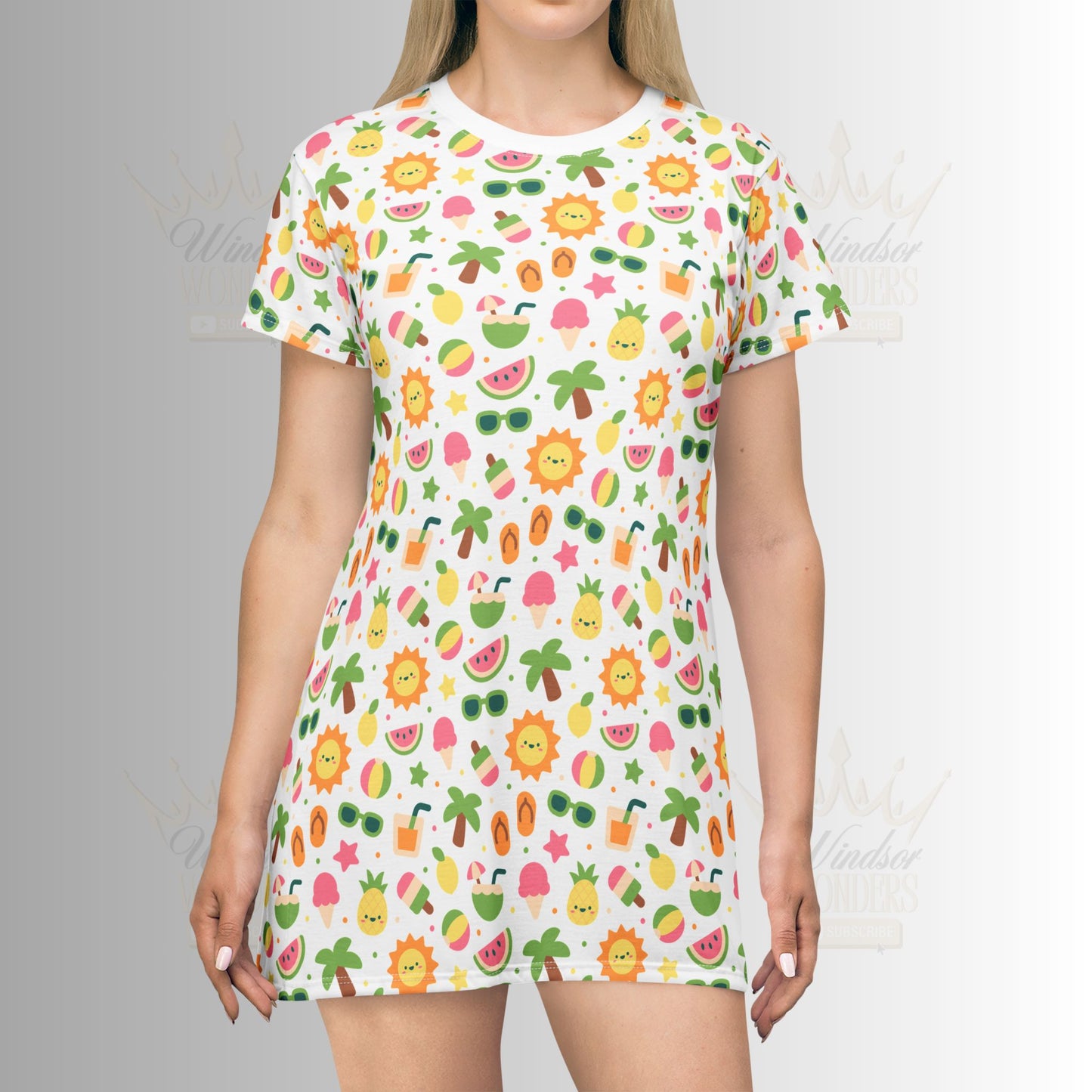 Bright Summer T-Shirt Dress | Summer Vibes, Casual Wear, Beach Day, Vacation Style, Gift for Her