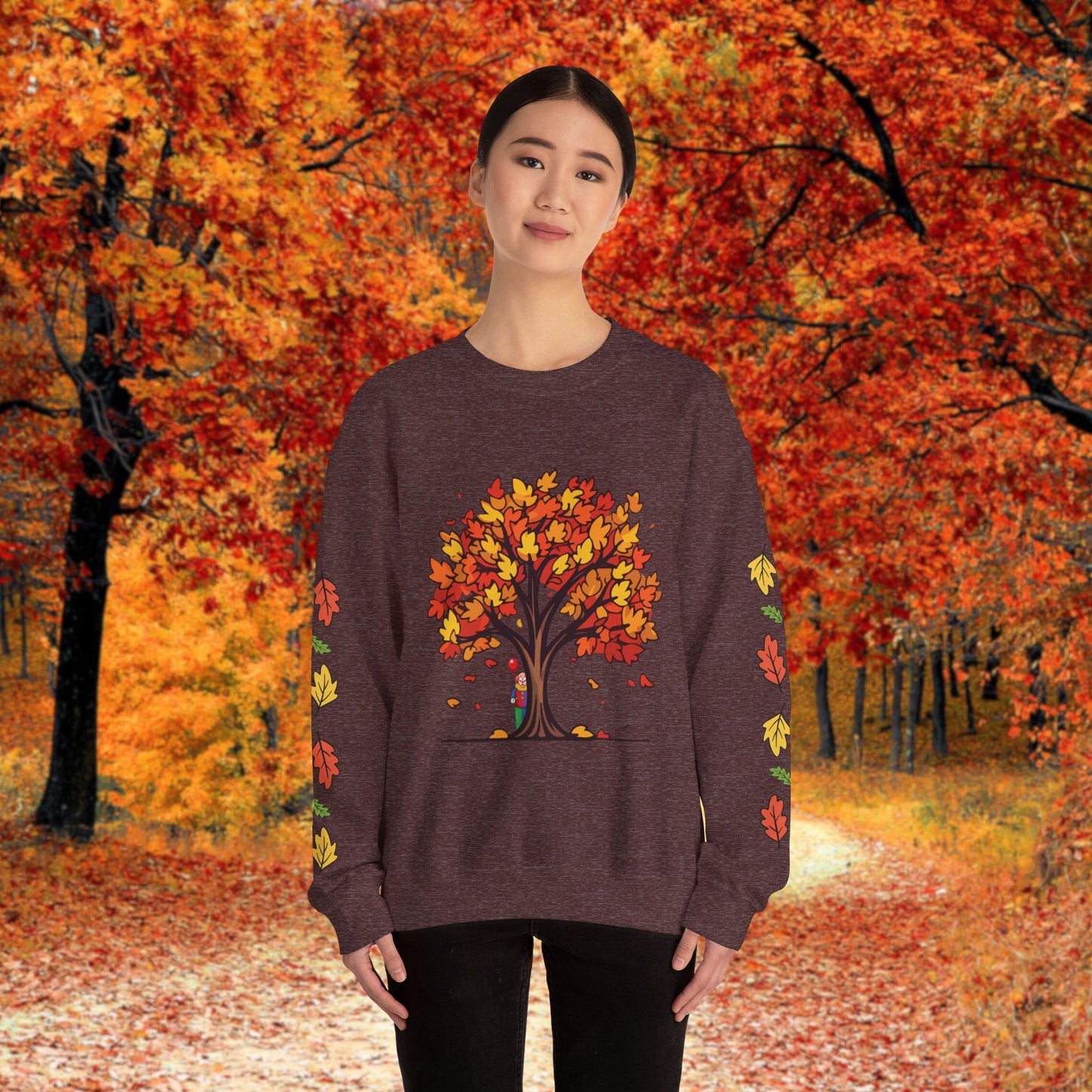 Autumnal Leaves Sweatshirt - Cozy Fall Crewneck for Nature Lovers, Perfect Gift for Thanksgiving, Casual Wear, and Seasonal Celebrations