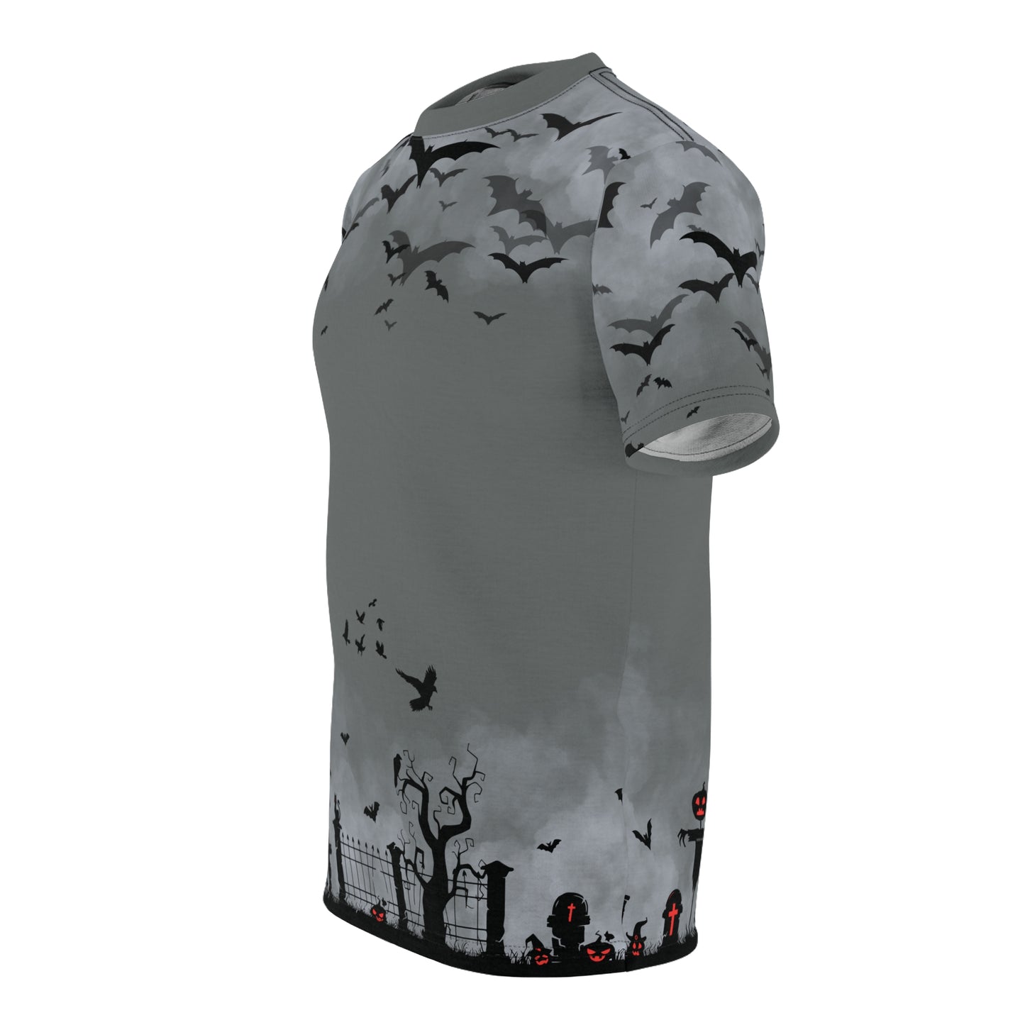 Windsor Wonders Dark Grey Graveyard Bats Unisex Cut & Sew Tee (AOP)