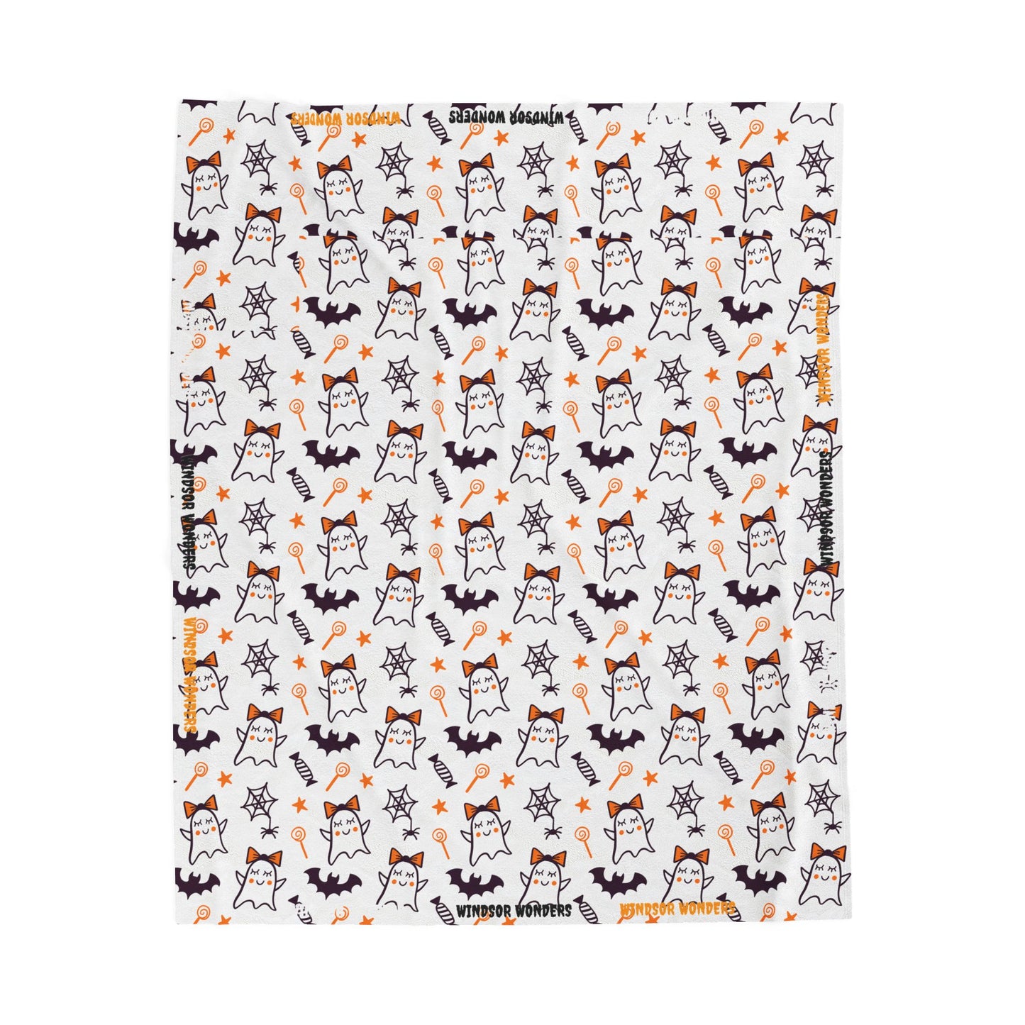 Windsor Wonders Cute Ghosts Halloween Velveteen Plush Blanket