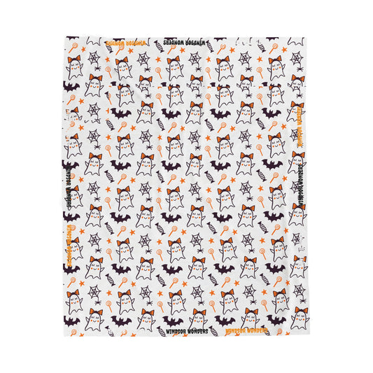 Windsor Wonders Cute Ghosts Halloween Velveteen Plush Blanket