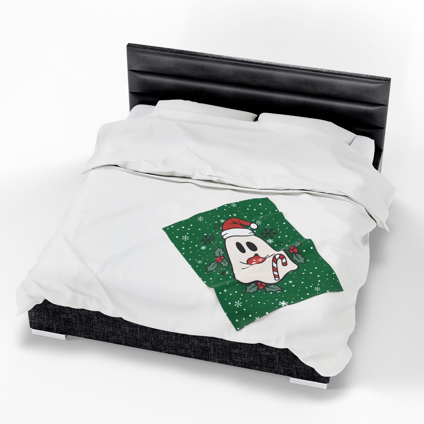 Big Festive Spirits Dark Green Velveteen Plush Blanket