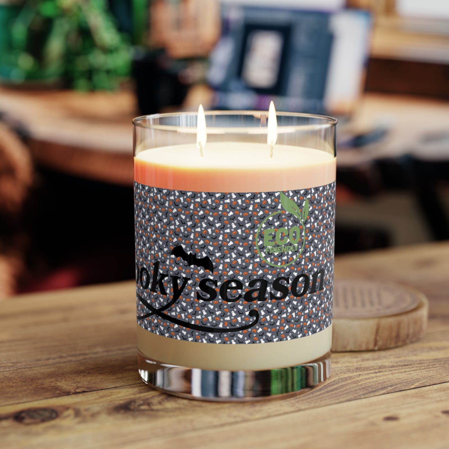 Scented Candle - Full Glass, 11oz, Dark Grey Halloween wrapped