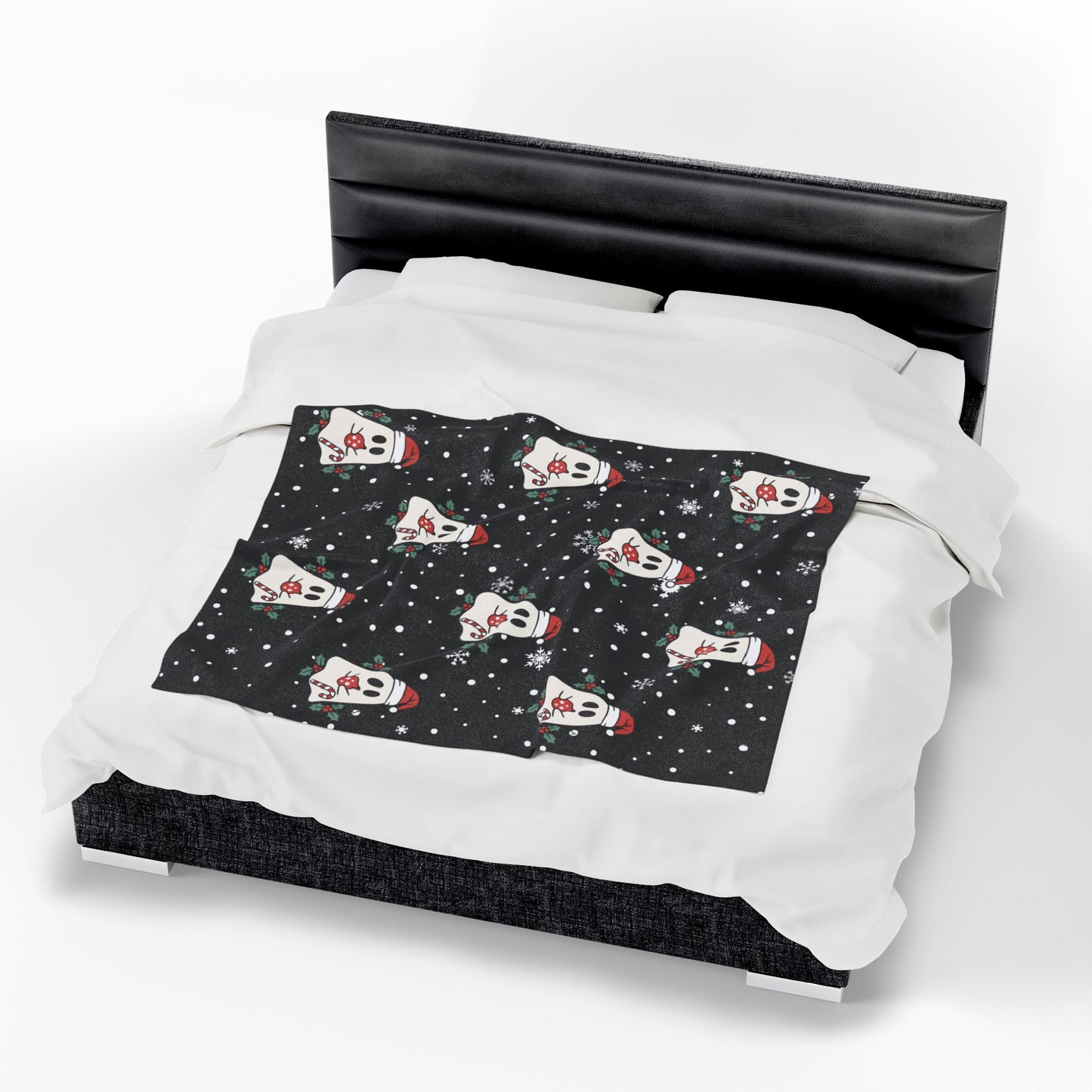 Festive Spirits Black Velveteen Plush Blanket