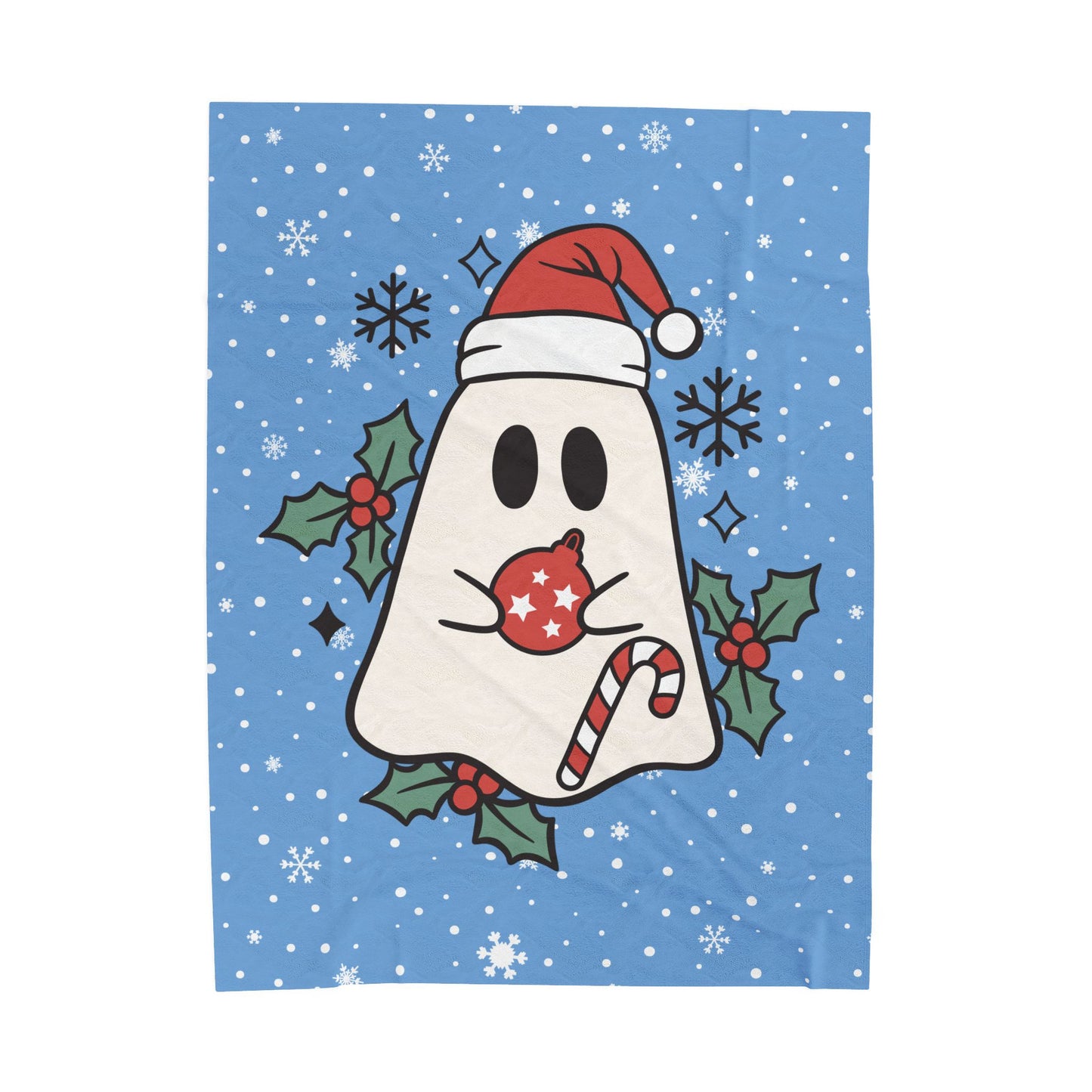 Big Festive Spirits Light Blue Velveteen Plush Blanket