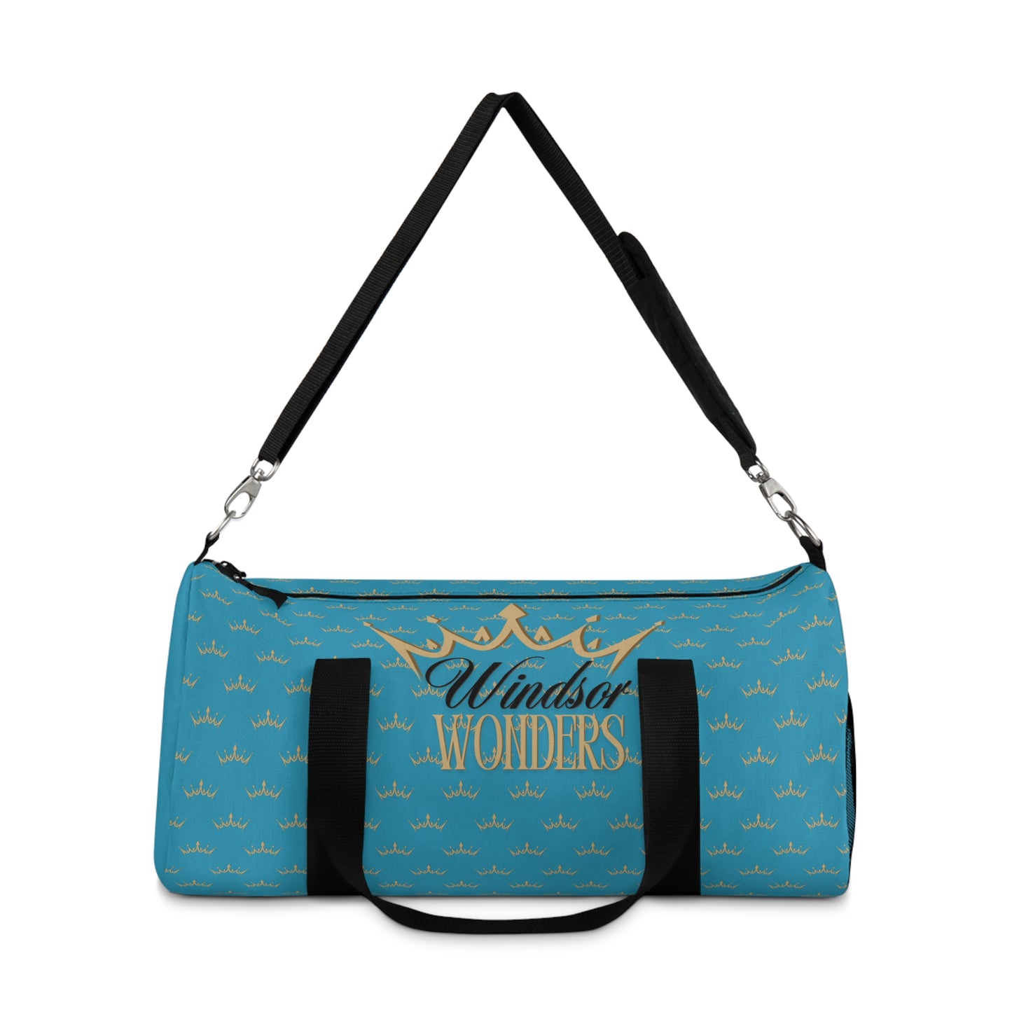 Windsor Wonders Crown Turquoise Duffel Bag | Stylish Travel Bag, Gym Bag, Weekend Bag, Personalized Tote, Crown Pattern Carry All