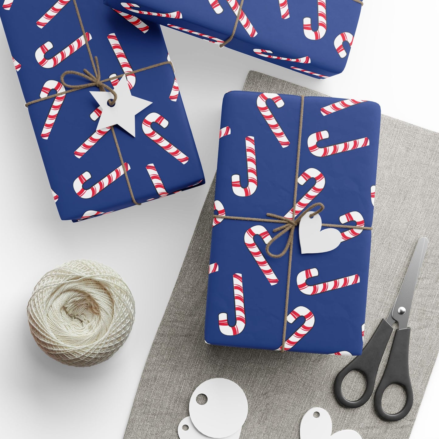 Dark Blue Candy Cane Wrapping Papers