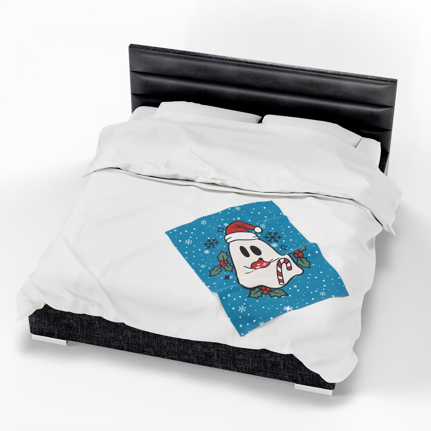 Big Festive Spirits Turquoise Velveteen Plush Blanket