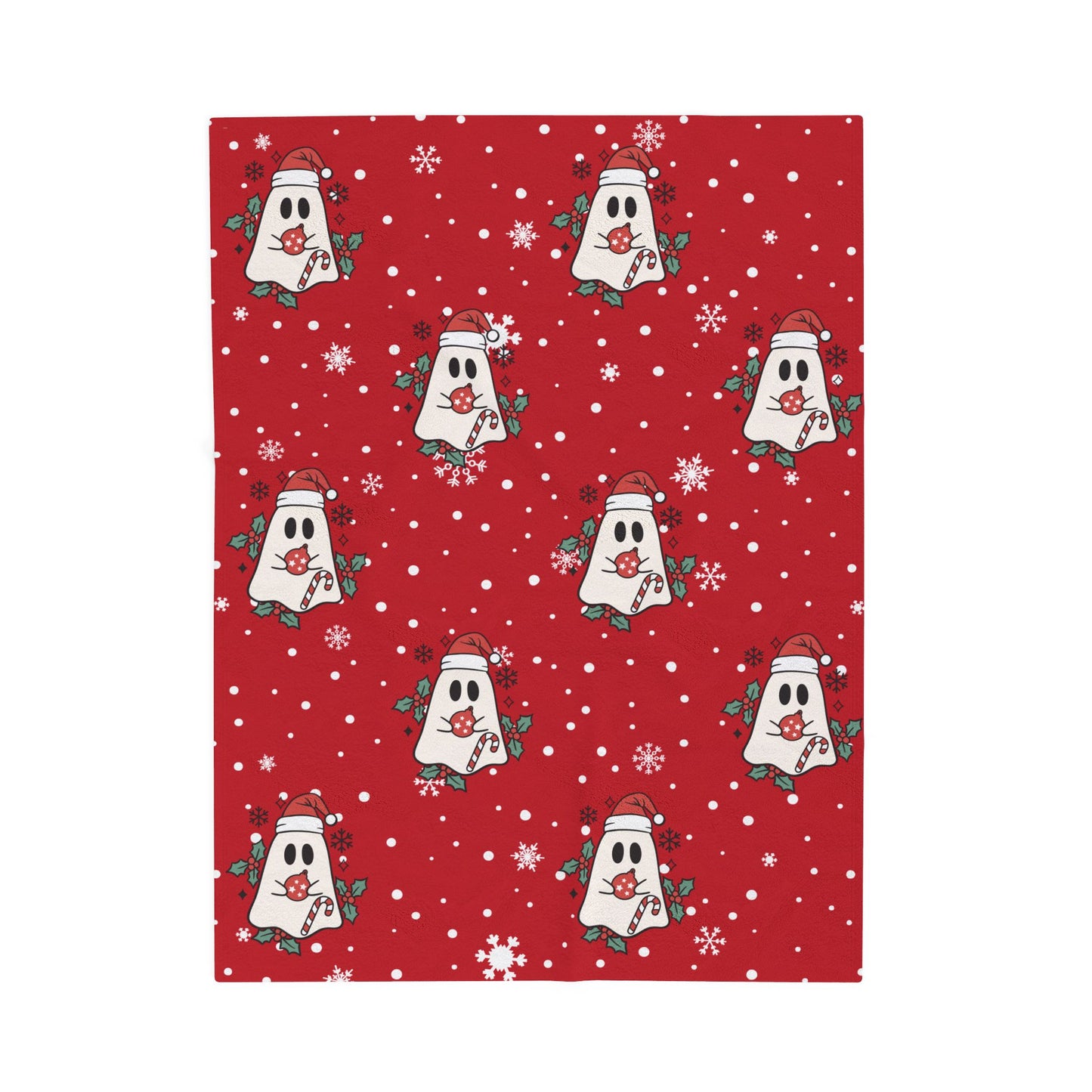 Festive Spirits Dark Red Velveteen Plush Blanket