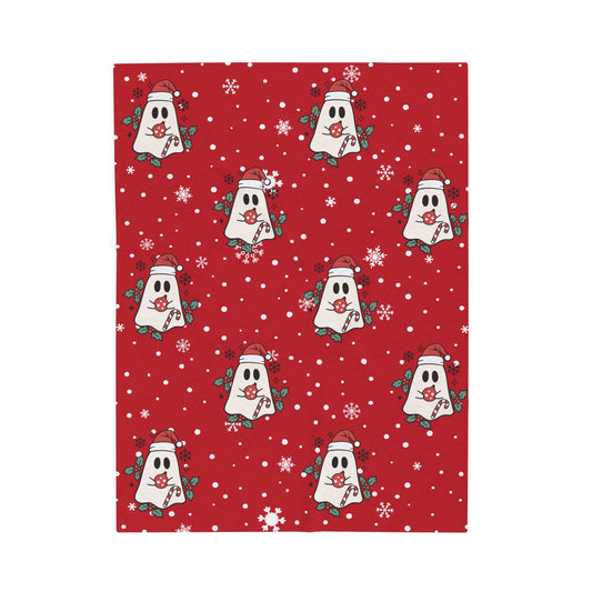 Festive Spirits Dark Red Velveteen Plush Blanket