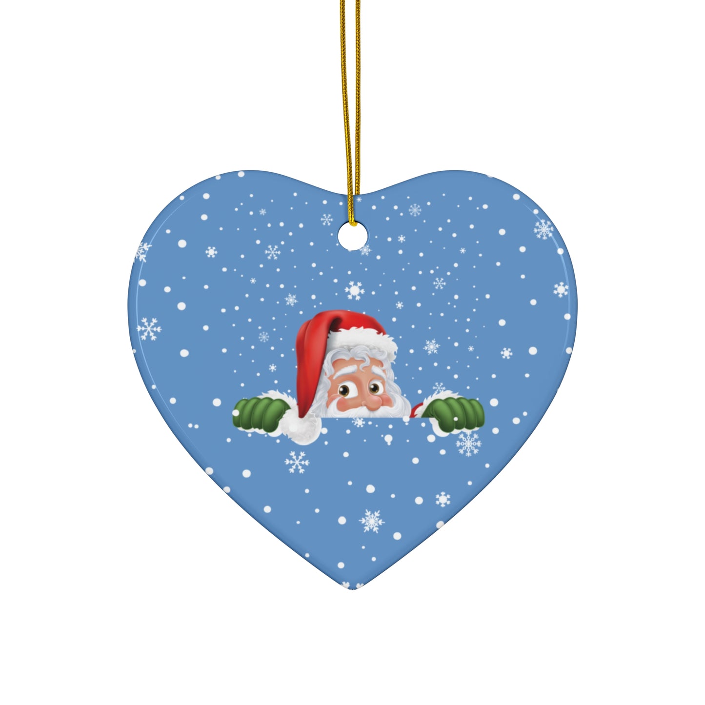 Santa Ceramic Ornament, 4 Shapes Light Blue