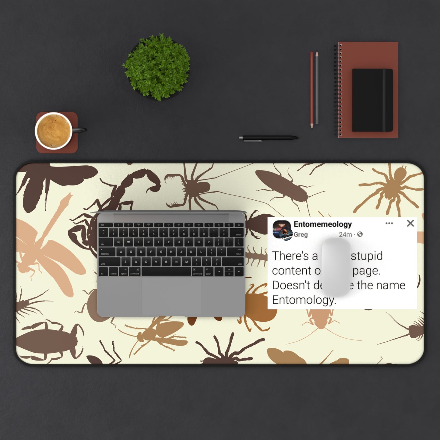 Entomemeology Desk Mat | Insect-Patterned Office Decor | Perfect for Bug Lovers, Scientist Gifts, Home Office, Educational Gifts