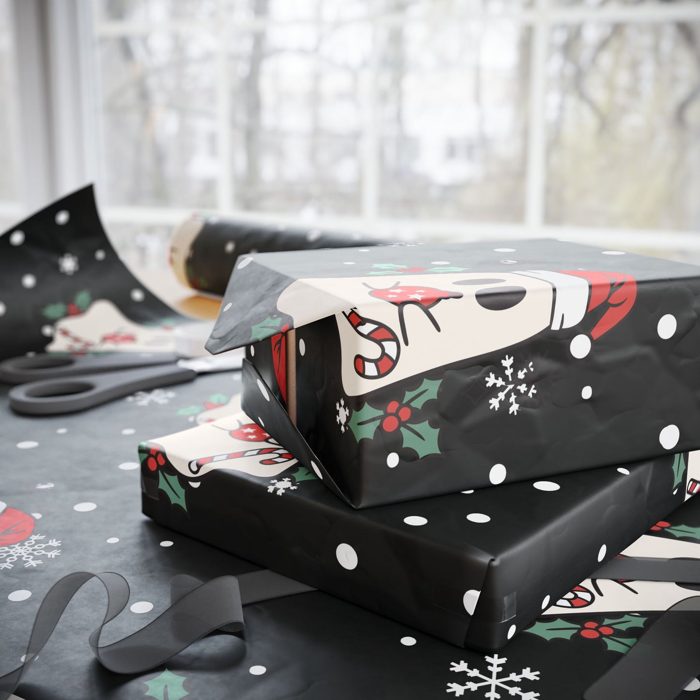 Festive Spirits Wrapping Papers Black