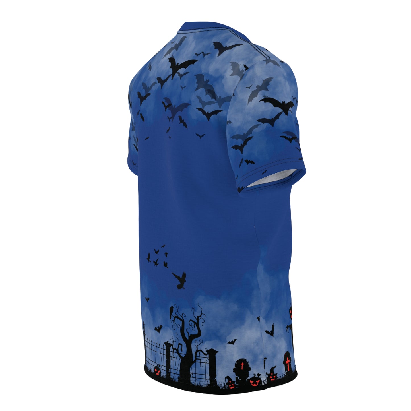 Windsor Wonders Dark Blue Graveyard Bats Unisex Cut & Sew Tee (AOP)