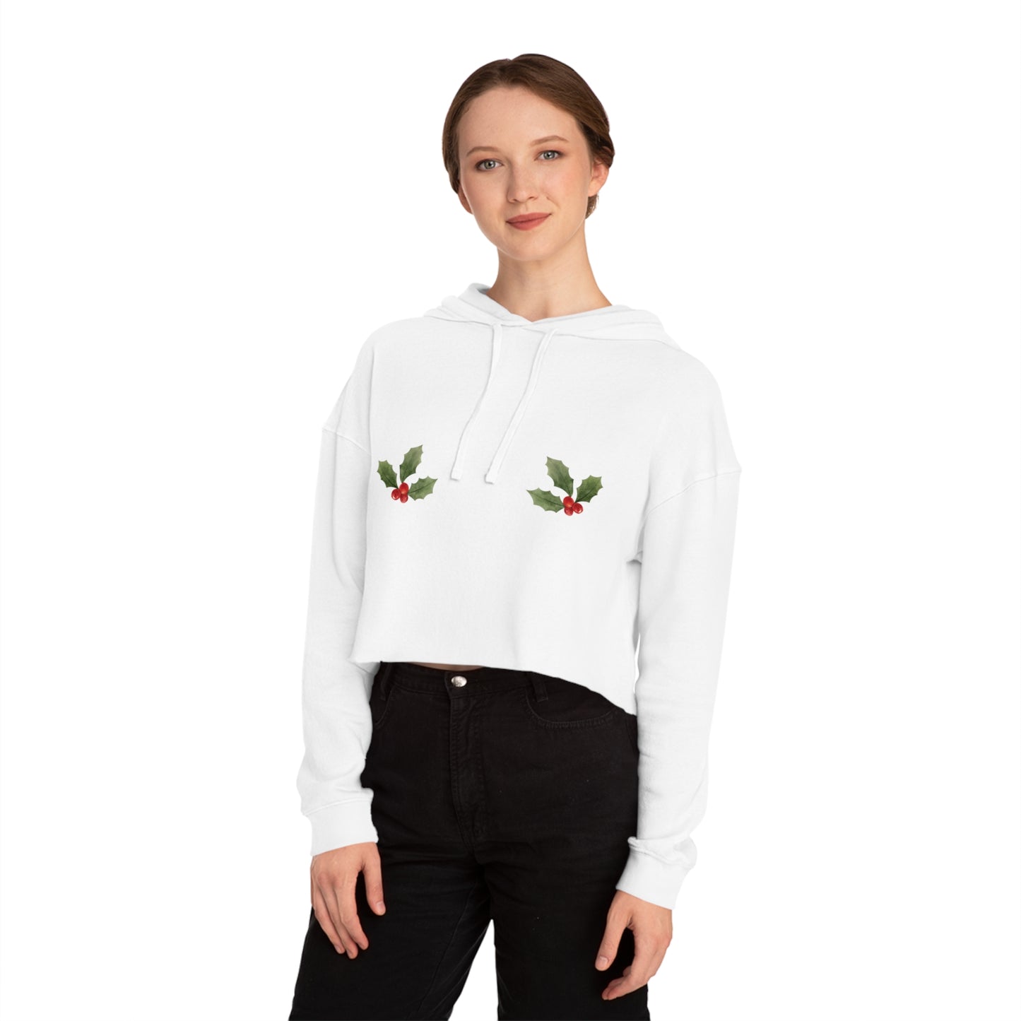 Holly Berries Women’s Cropped Hooded Sweatshirt