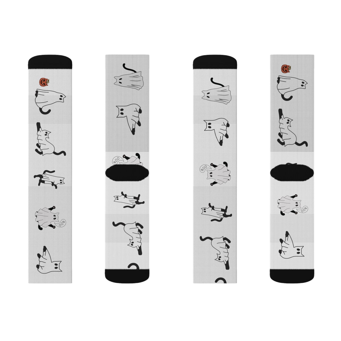 Windsor Wonders White Halloween Ghost Cats Sublimation Socks