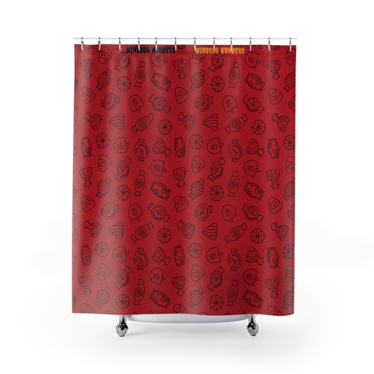 Windsor Wonders Dark Red Halloween Candy Shower Curtains
