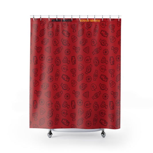 Windsor Wonders Dark Red Halloween Candy Shower Curtains