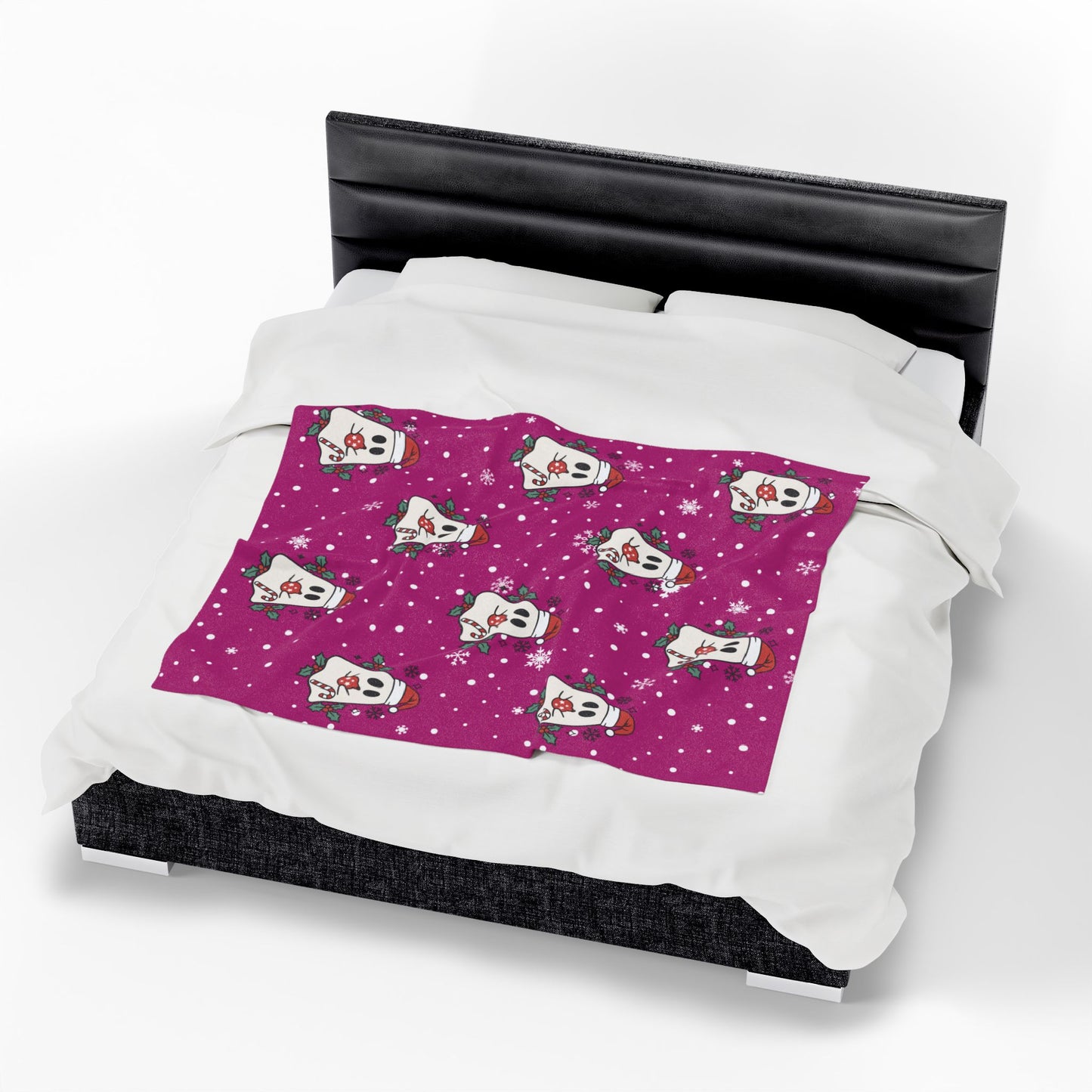 Festive Spirits Pink Velveteen Plush Blanket