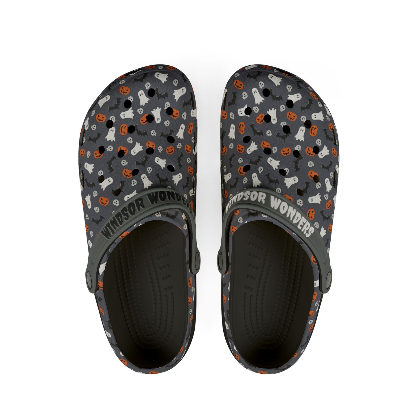 Dark Grey and Black Halloween EVA Foam Rubber Shoes (AOP)