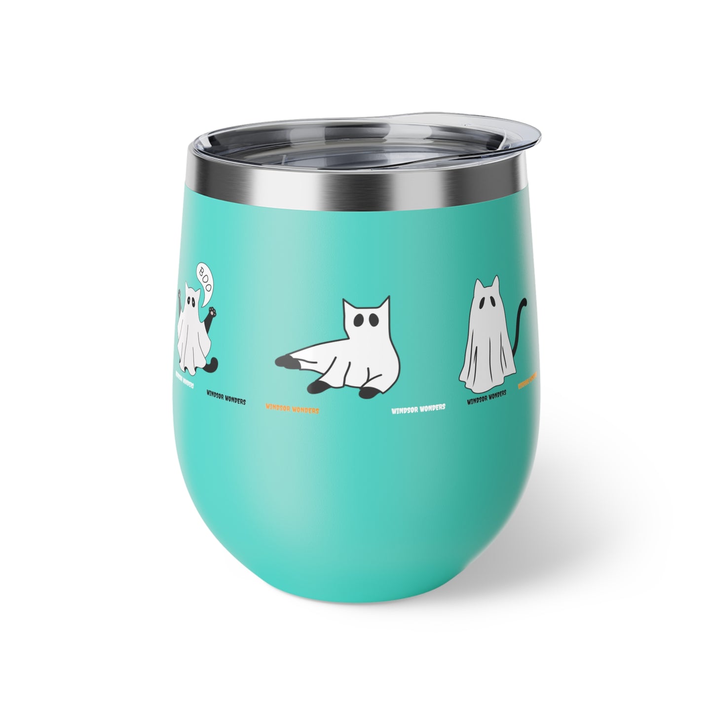 Windsor Wonders Ghost Cats Copper Vacuum Insulated Cup, 12oz