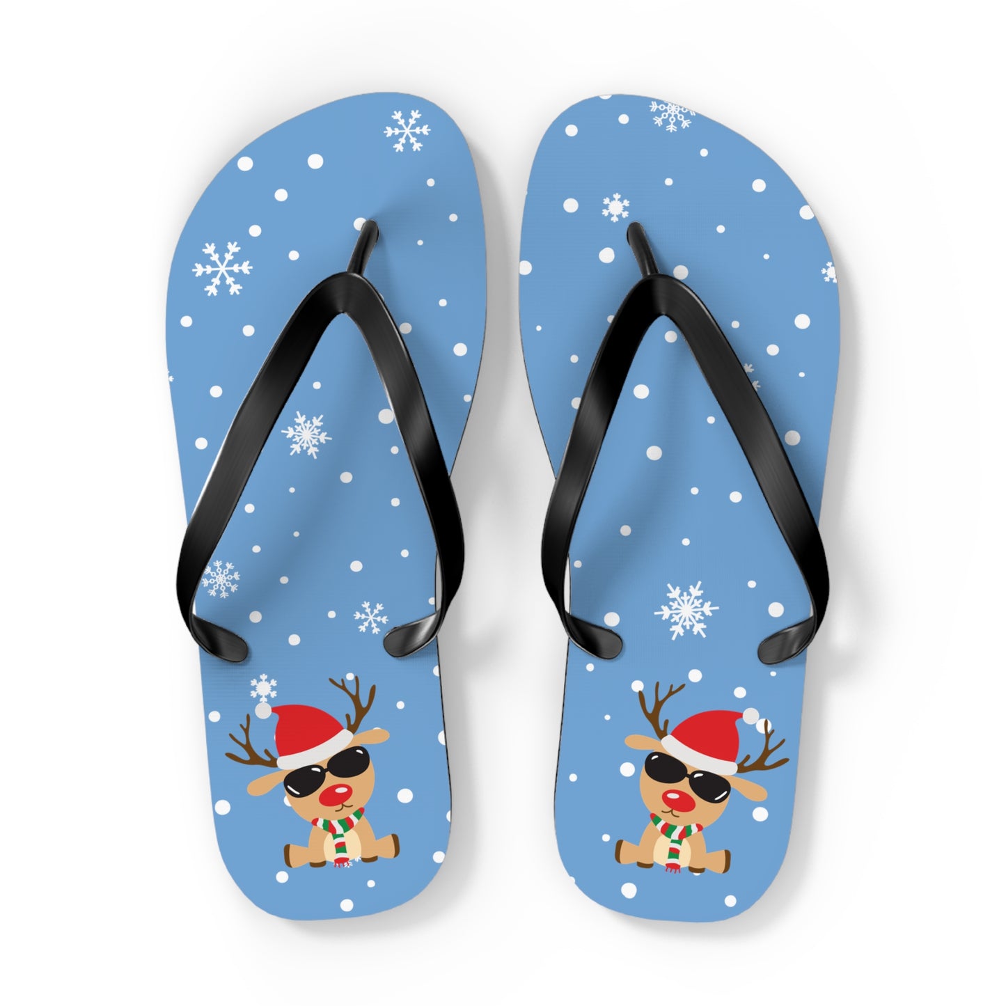 Cool Reindeer Flip Flops Light Blue