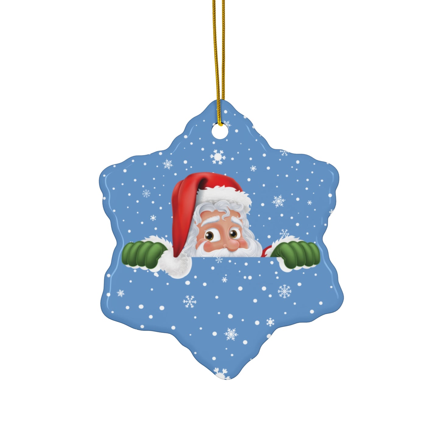 Santa Ceramic Ornament, 4 Shapes Light Blue