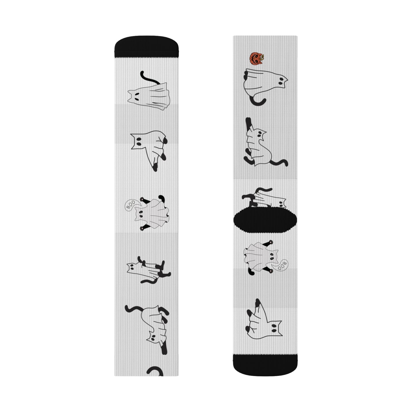 Windsor Wonders White Halloween Ghost Cats Sublimation Socks