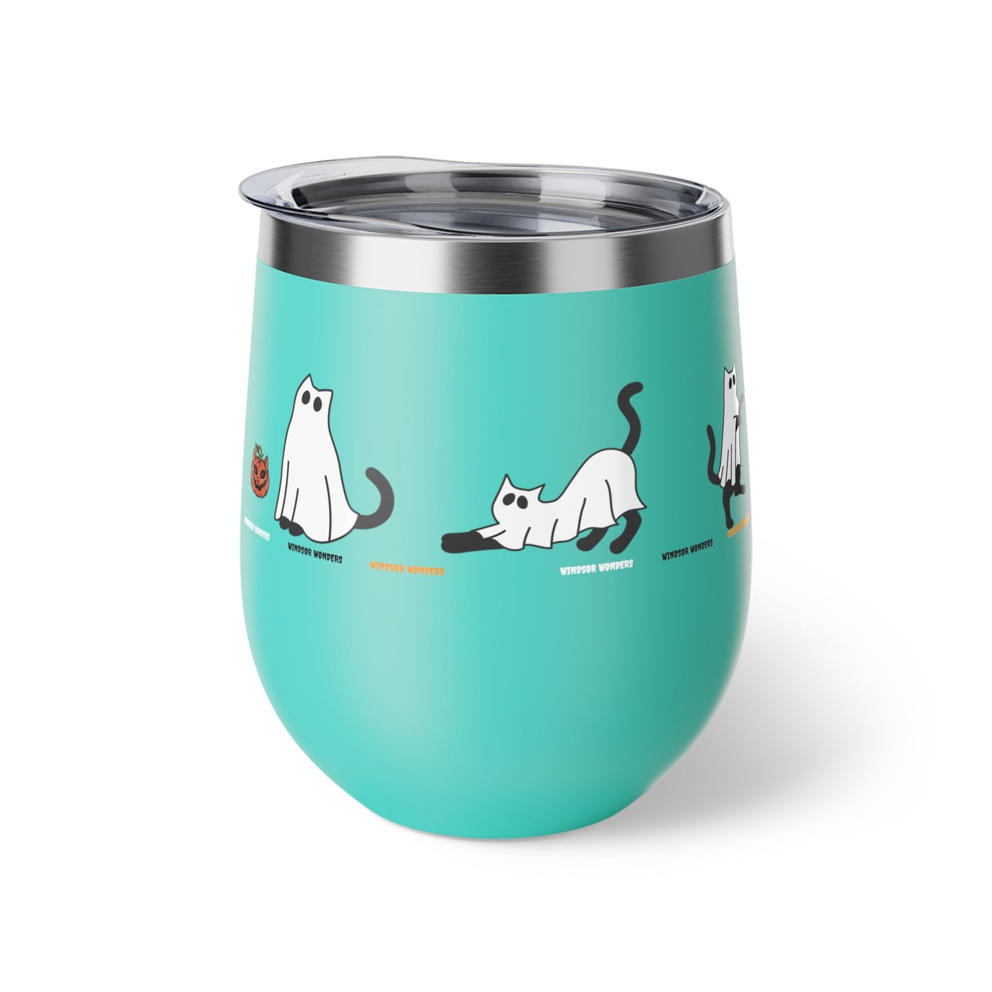 Windsor Wonders Ghost Cats Copper Vacuum Insulated Cup, 12oz