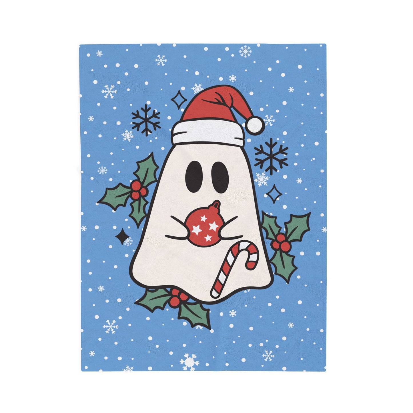 Big Festive Spirits Light Blue Velveteen Plush Blanket